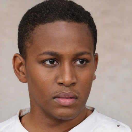 Neutral black young-adult female with short  brown hair and brown eyes