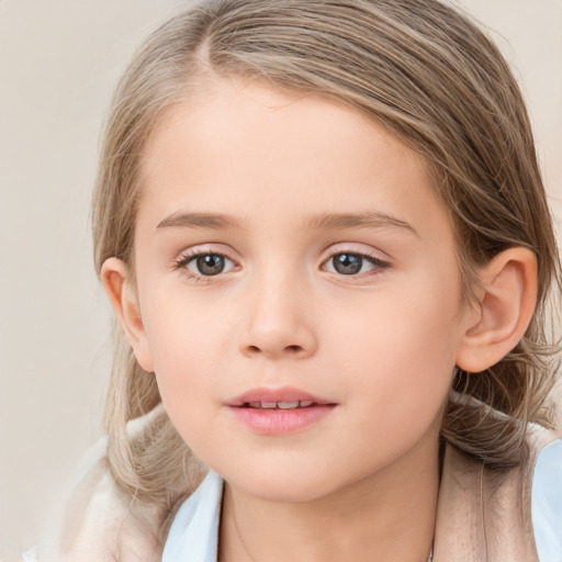 Neutral white child female with medium  brown hair and brown eyes