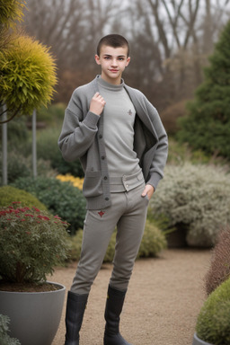 Romanian teenager boy with  gray hair