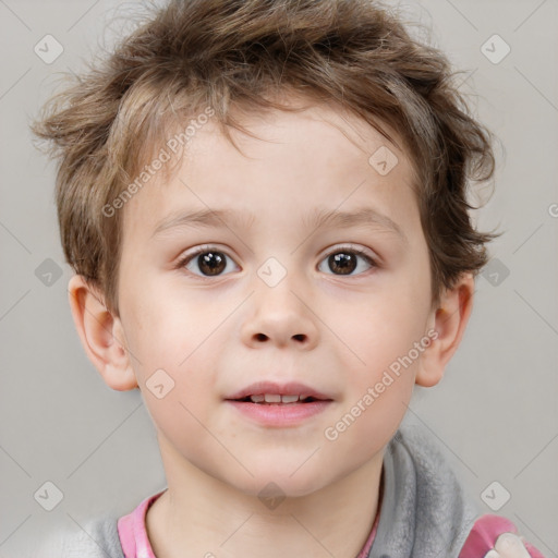 Neutral white child male with short  brown hair and brown eyes