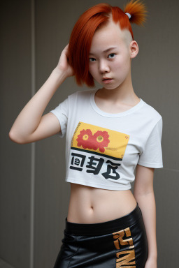 Taiwanese teenager girl with  ginger hair