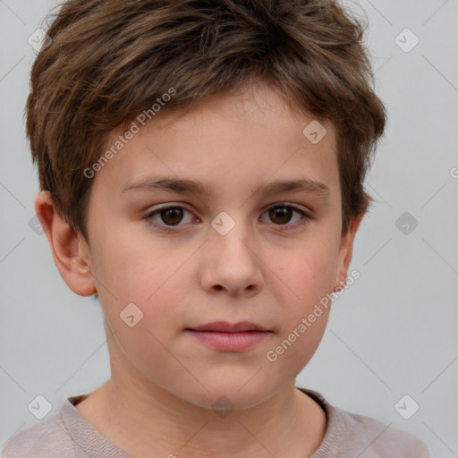 Neutral white child male with short  brown hair and brown eyes