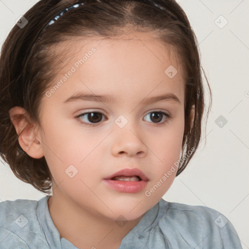 Neutral white child female with medium  brown hair and brown eyes