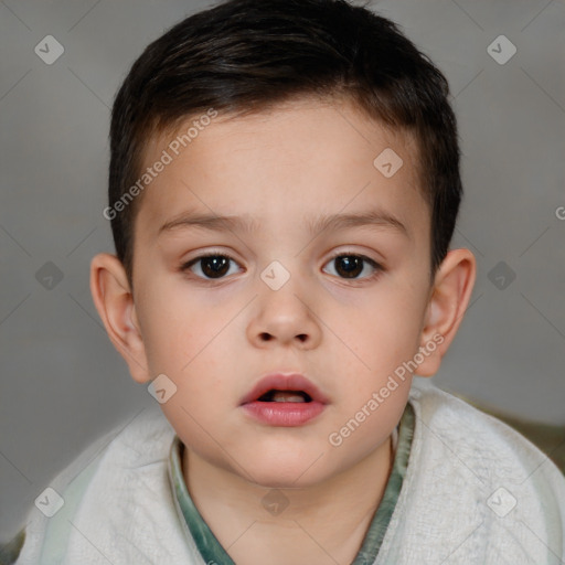 Neutral white child male with short  brown hair and brown eyes