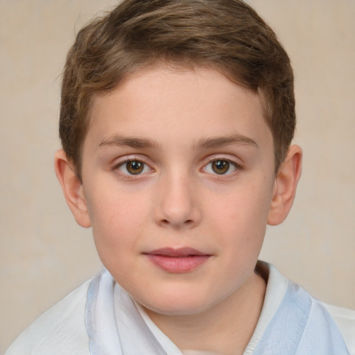 Neutral white child male with short  brown hair and brown eyes