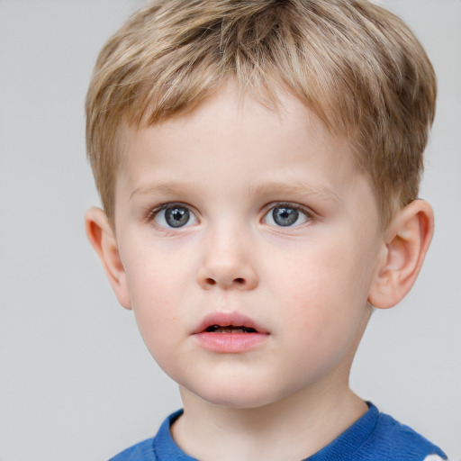 Neutral white child male with short  brown hair and grey eyes