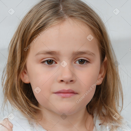 Neutral white child female with medium  brown hair and brown eyes