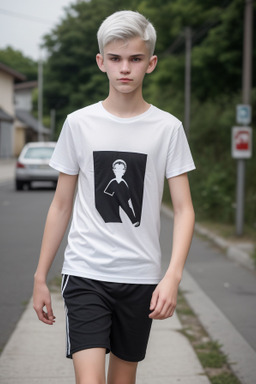 Slovenian teenager boy with  white hair