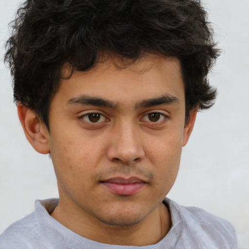 Neutral asian young-adult male with short  brown hair and brown eyes