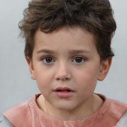 Neutral white child male with short  brown hair and brown eyes