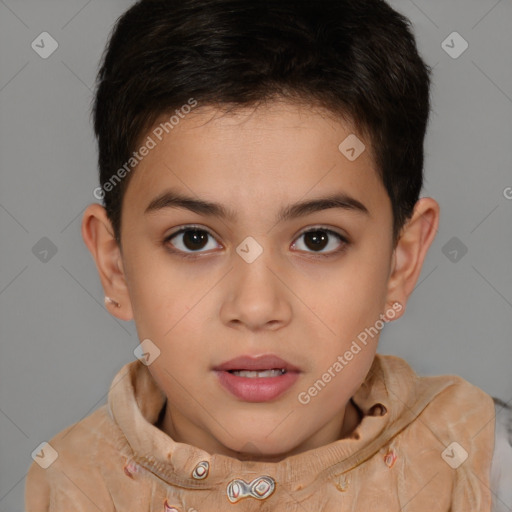 Neutral white child female with short  brown hair and brown eyes