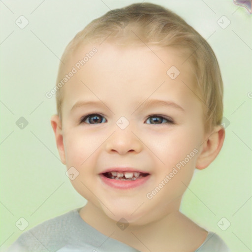 Joyful white child male with short  brown hair and brown eyes