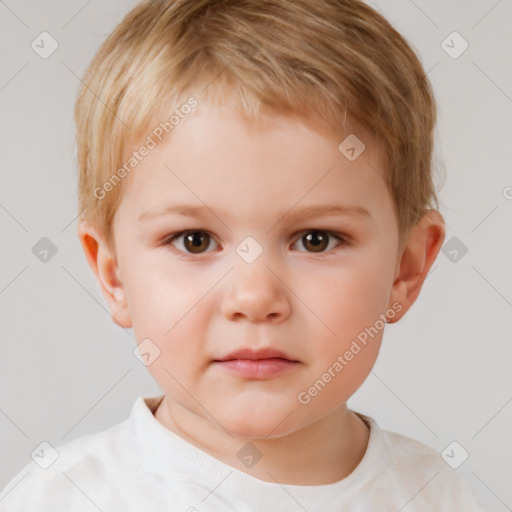 Neutral white child male with short  brown hair and brown eyes