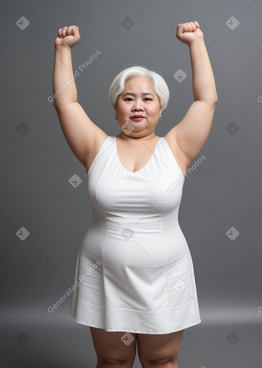 Vietnamese middle-aged female with  white hair