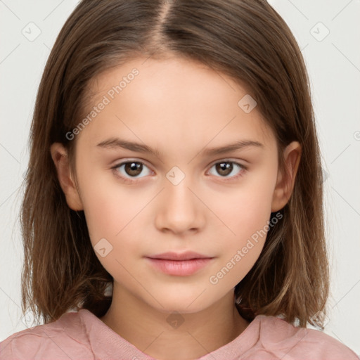 Neutral white child female with medium  brown hair and brown eyes