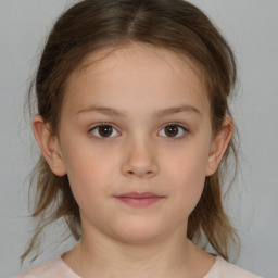 Neutral white child female with medium  brown hair and brown eyes