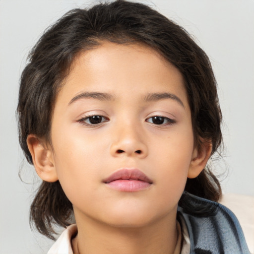 Neutral asian child female with medium  brown hair and brown eyes