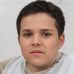 Neutral white child male with short  brown hair and brown eyes