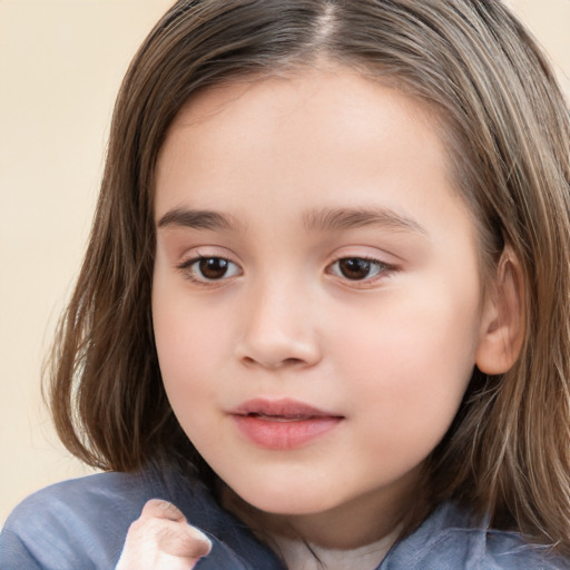 Neutral white child female with medium  brown hair and brown eyes