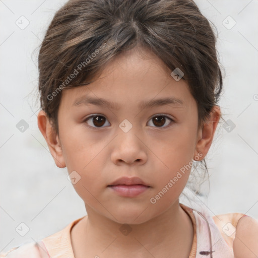 Neutral white child female with medium  brown hair and brown eyes