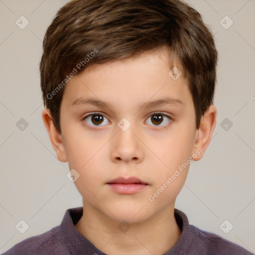 Neutral white child male with short  brown hair and brown eyes