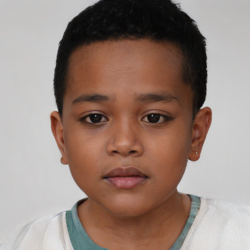Neutral latino child male with short  brown hair and brown eyes