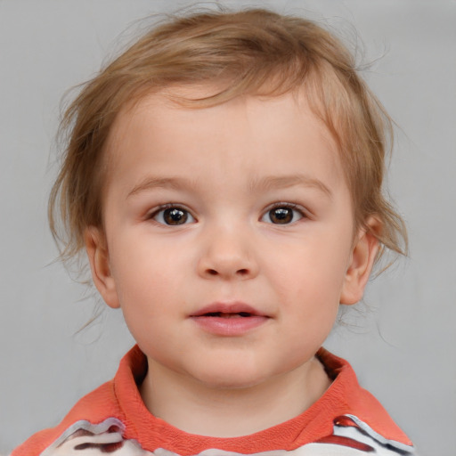 Neutral white child female with medium  brown hair and brown eyes