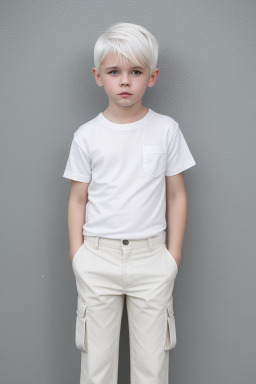 Caucasian child boy with  white hair