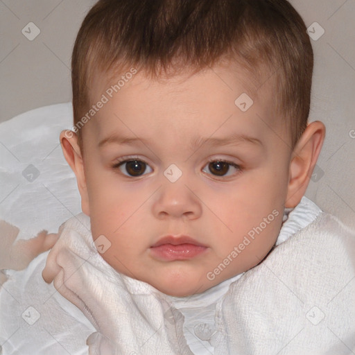 Neutral white child male with short  brown hair and brown eyes