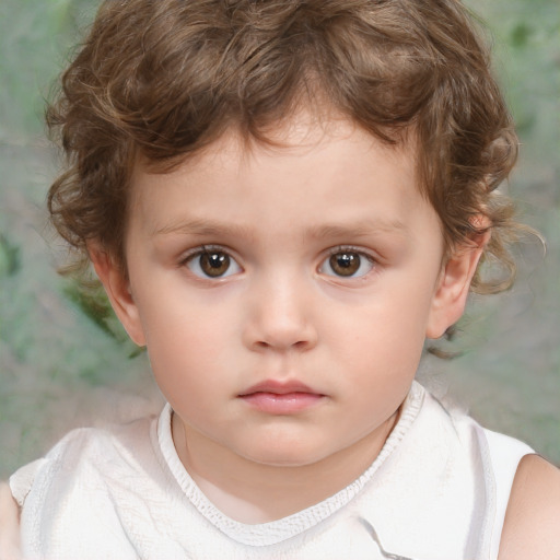 Neutral white child male with medium  brown hair and brown eyes