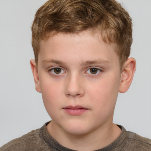 Neutral white child male with short  brown hair and grey eyes