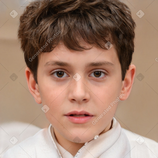 Neutral white child male with short  brown hair and brown eyes