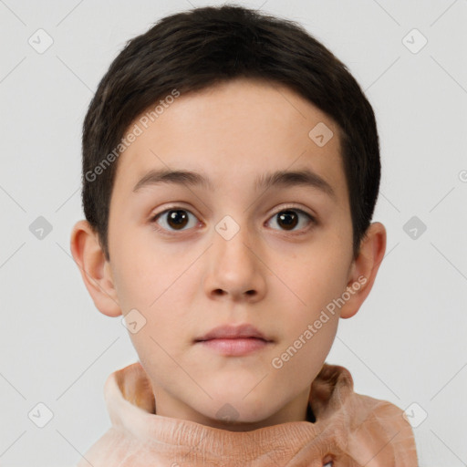 Neutral white child male with short  brown hair and brown eyes