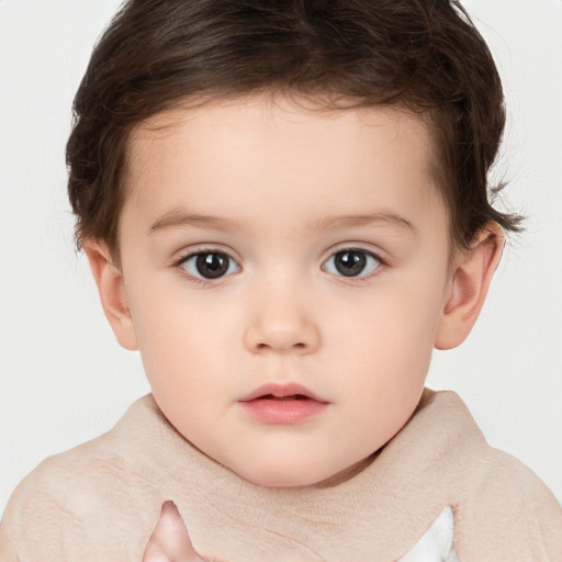 Neutral white child female with short  brown hair and brown eyes