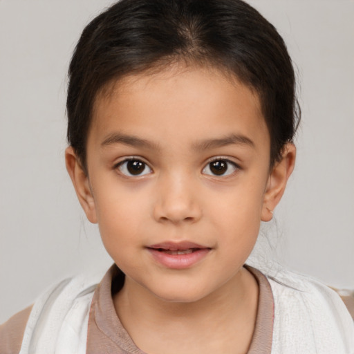 Neutral white child female with medium  brown hair and brown eyes