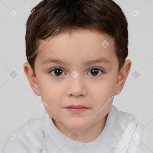 Neutral white child male with short  brown hair and brown eyes