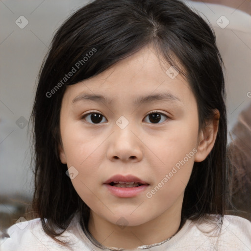 Neutral white child female with medium  brown hair and brown eyes