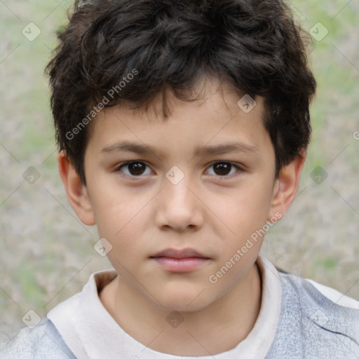 Neutral white child male with short  brown hair and brown eyes