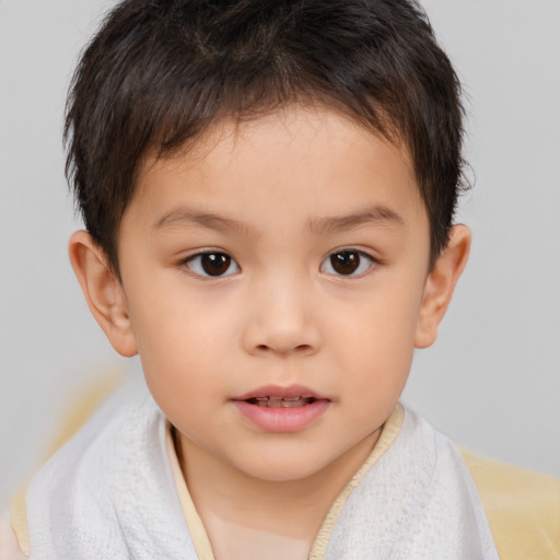 Neutral white child male with short  brown hair and brown eyes