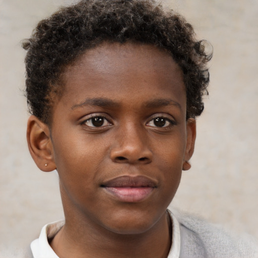 Neutral black young-adult male with short  brown hair and brown eyes