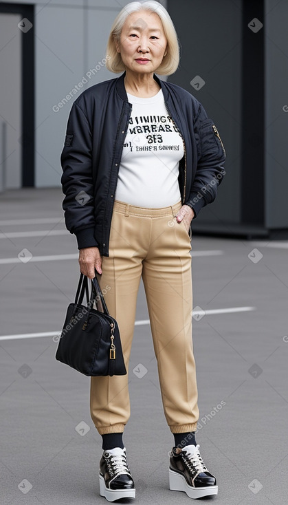 Korean elderly female with  blonde hair