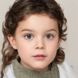 Neutral white child female with medium  brown hair and brown eyes