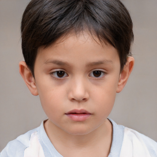 Neutral white child male with short  brown hair and brown eyes