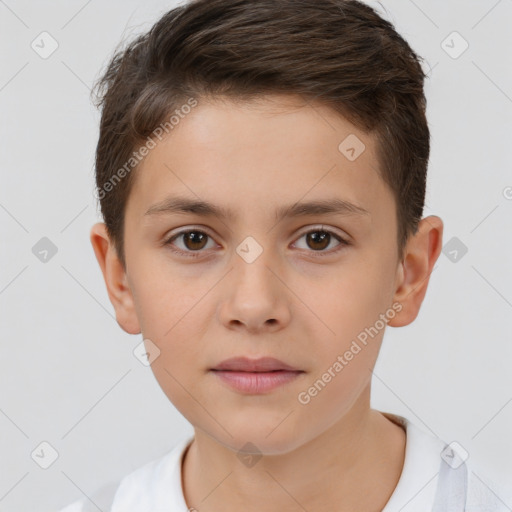 Neutral white child male with short  brown hair and brown eyes