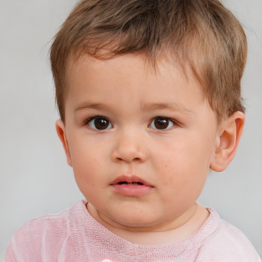 Neutral white child male with short  brown hair and brown eyes