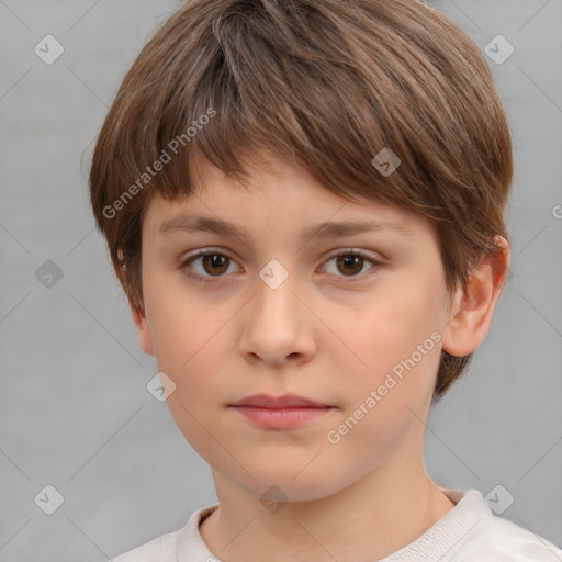 Neutral white child female with short  brown hair and brown eyes