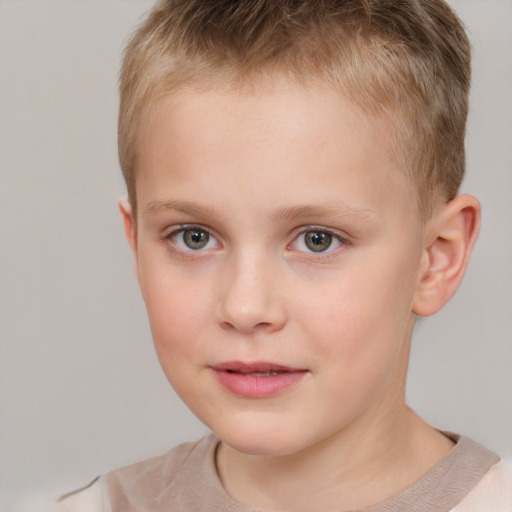 Neutral white child male with short  brown hair and brown eyes