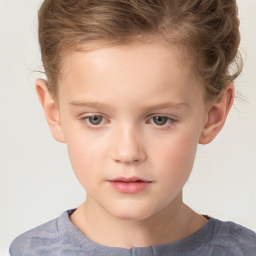 Neutral white child male with short  brown hair and grey eyes