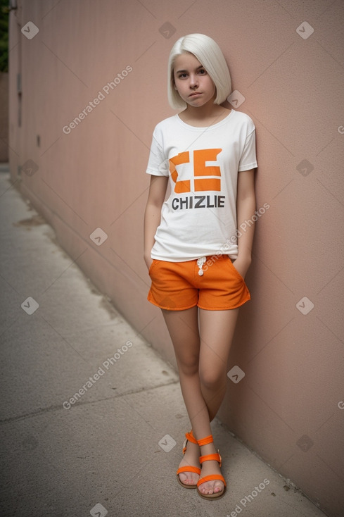 Chilean teenager female with  white hair