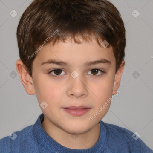 Neutral white child male with short  brown hair and brown eyes